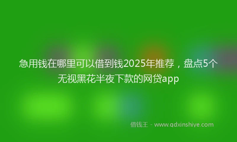 急用钱在哪里可以借到钱2025年推荐，盘点5个无视黑花半夜下款的网贷app