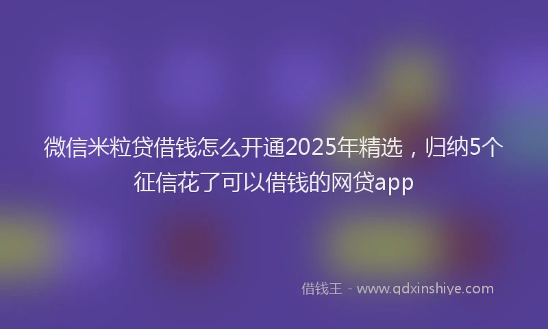 微信米粒贷借钱怎么开通2025年精选，归纳5个征信花了可以借钱的网贷app