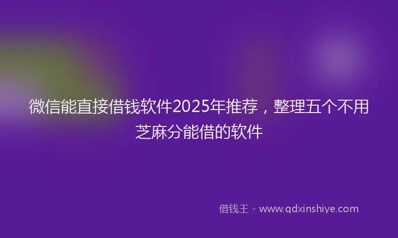 微信能直接借钱软件2025年推荐，整理五个不用芝麻分能借的软件