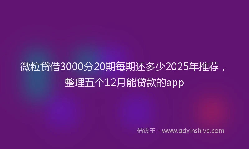 微粒贷借3000分20期每期还多少2025年推荐，整理五个12月能贷款的app
