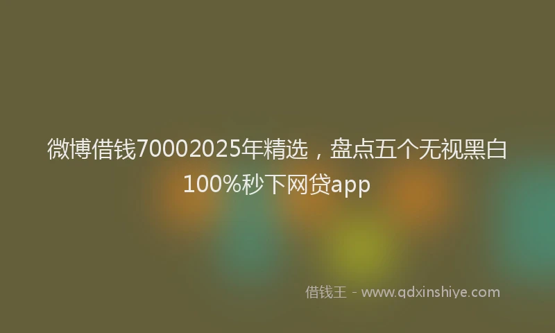 微博借钱70002025年精选，盘点五个无视黑白100%秒下网贷app