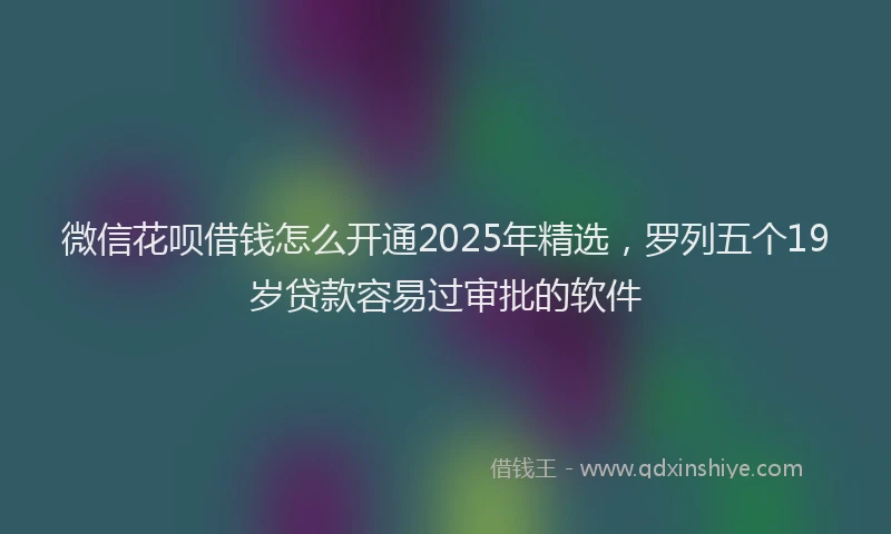 微信花呗借钱怎么开通2025年精选，罗列五个19岁贷款容易过审批的软件