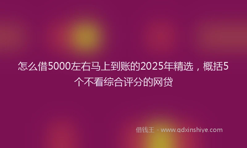 怎么借5000左右马上到账的2025年精选，概括5个不看综合评分的网贷