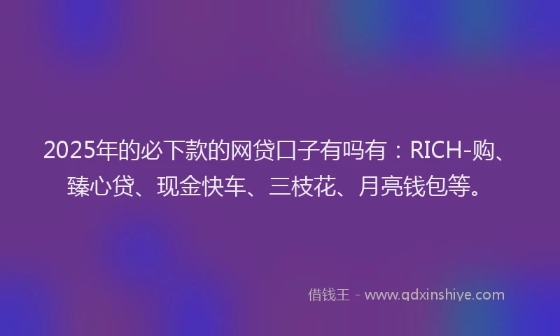 2025年的必下款的网贷口子有吗有：RICH-购、臻心贷、现金快车、三枝花、月亮钱包等。