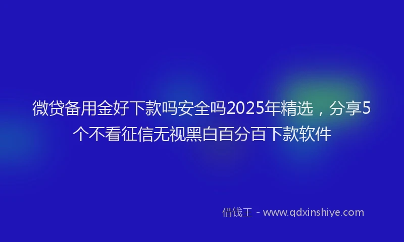 微贷备用金好下款吗安全吗2025年精选，分享5个不看征信无视黑白百分百下款软件