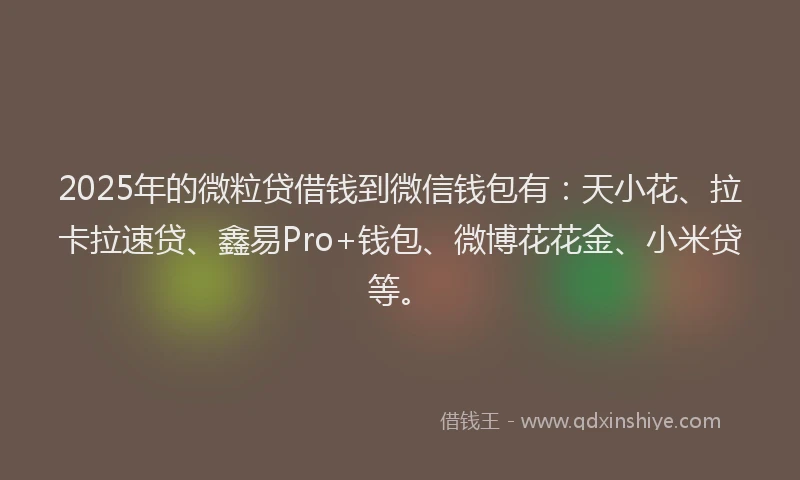 2025年的微粒贷借钱到微信钱包有：天小花、拉卡拉速贷、鑫易Pro+钱包、微博花花金、小米贷等。