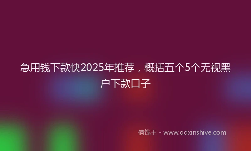 急用钱下款快2025年推荐，概括五个5个无视黑户下款口子