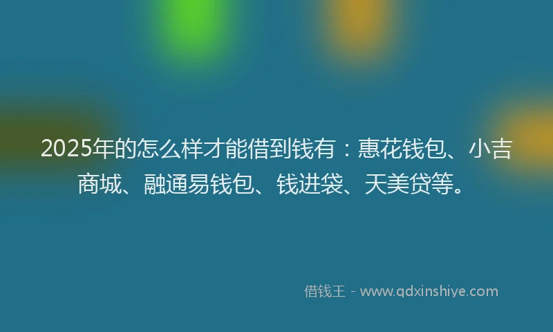 2025年的怎么样才能借到钱有：惠花钱包、小吉商城、融通易钱包、钱进袋、天美贷等。