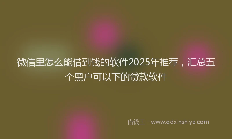 微信里怎么能借到钱的软件2025年推荐，汇总五个黑户可以下的贷款软件