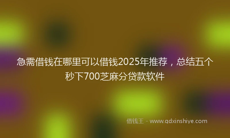 急需借钱在哪里可以借钱2025年推荐，总结五个秒下700芝麻分贷款软件