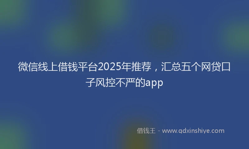 微信线上借钱平台2025年推荐，汇总五个网贷口子风控不严的app