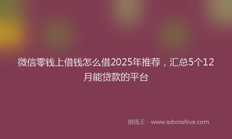 微信零钱上借钱怎么借2025年推荐，汇总5个12月能贷款的平台