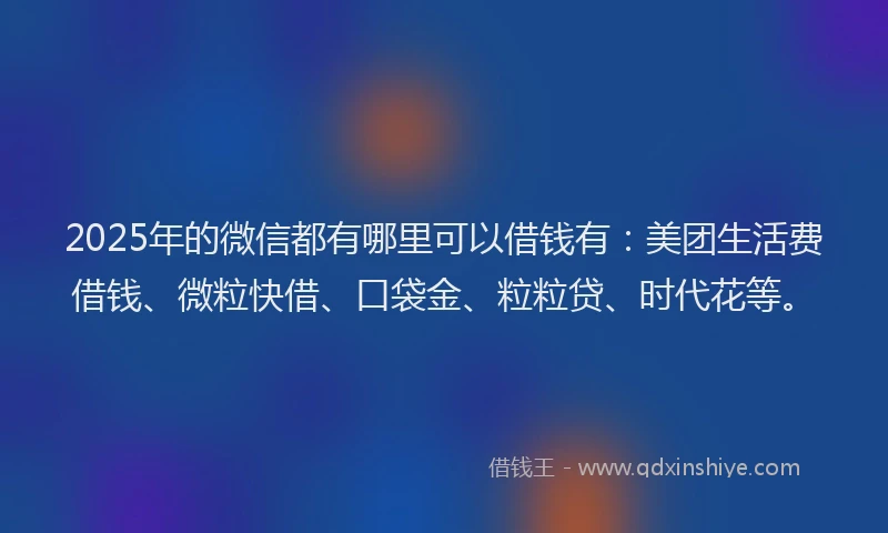 2025年的微信都有哪里可以借钱有：美团生活费借钱、微粒快借、口袋金、粒粒贷、时代花等。