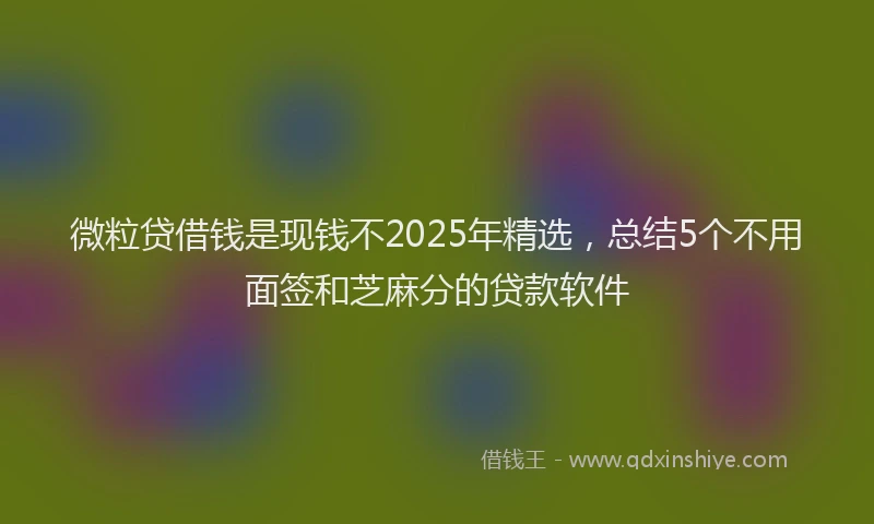 微粒贷借钱是现钱不2025年精选，总结5个不用面签和芝麻分的贷款软件