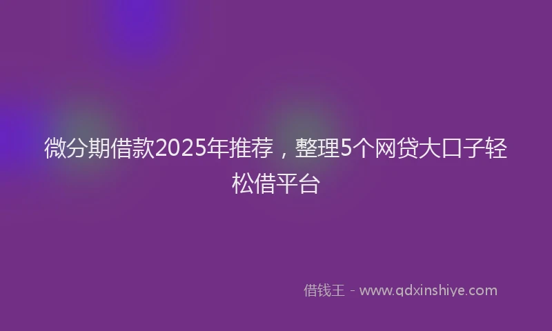 微分期借款2025年推荐，整理5个网贷大口子轻松借平台