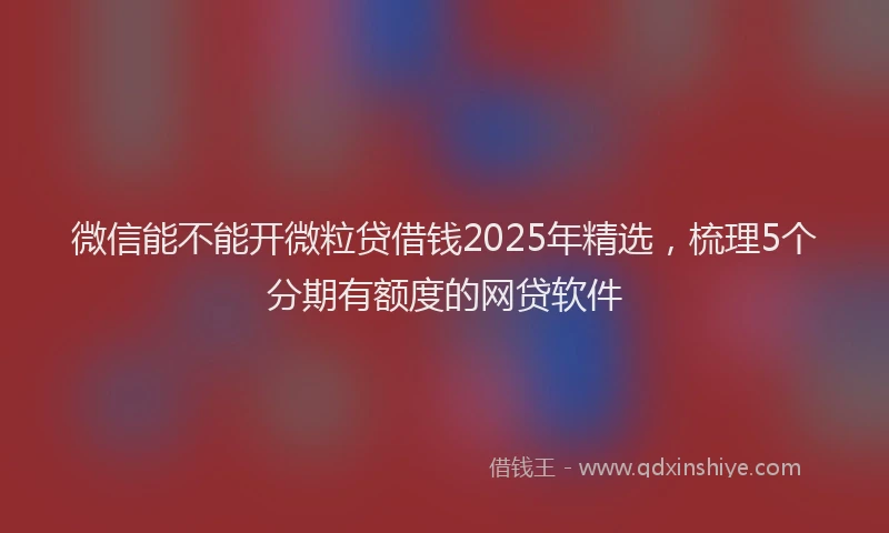 微信能不能开微粒贷借钱2025年精选，梳理5个分期有额度的网贷软件