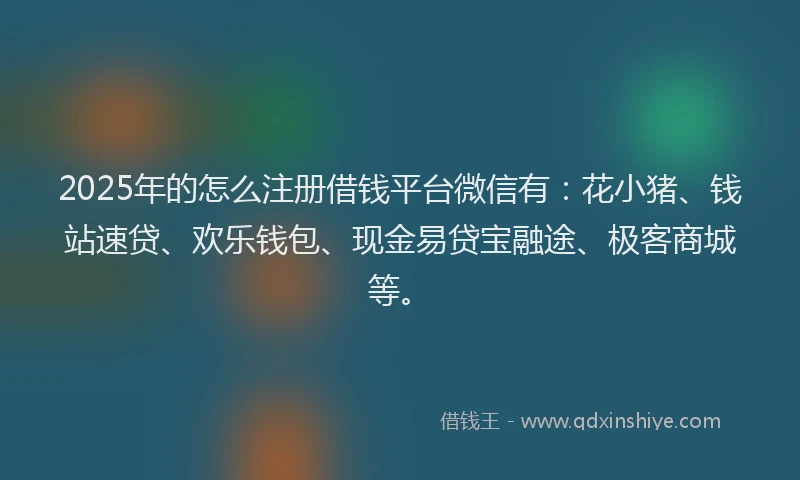 2025年的怎么注册借钱平台微信有：花小猪、钱站速贷、欢乐钱包、现金易贷宝融途、极客商城等。