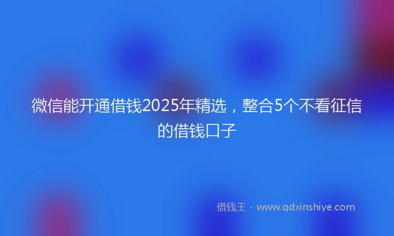 微信能开通借钱2025年精选，整合5个不看征信的借钱口子