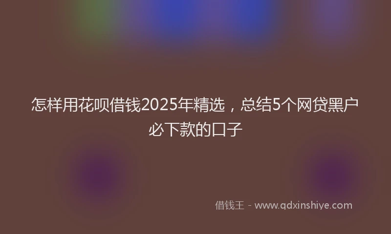 怎样用花呗借钱2025年精选，总结5个网贷黑户必下款的口子