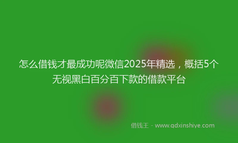 怎么借钱才最成功呢微信2025年精选，概括5个无视黑白百分百下款的借款平台