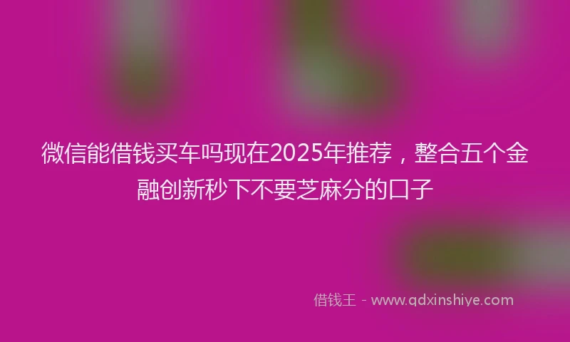 微信能借钱买车吗现在2025年推荐，整合五个金融创新秒下不要芝麻分的口子