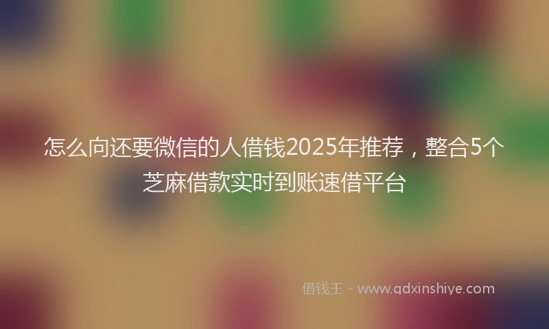 怎么向还要微信的人借钱2025年推荐，整合5个芝麻借款实时到账速借平台