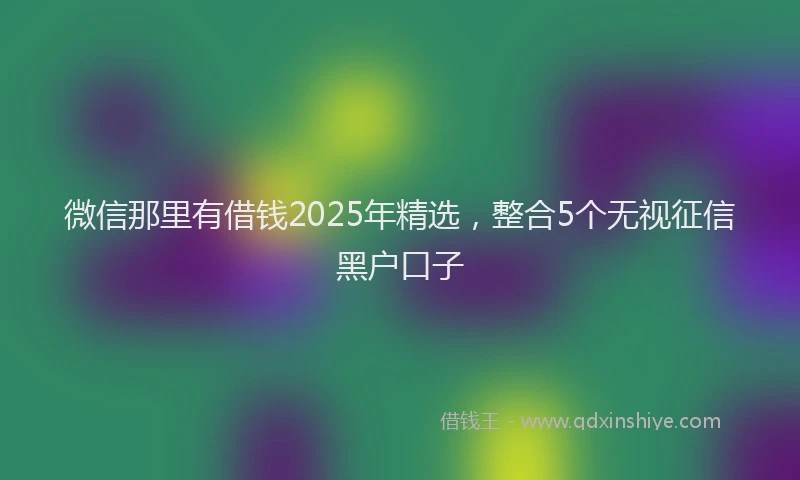 微信那里有借钱2025年精选，整合5个无视征信黑户口子
