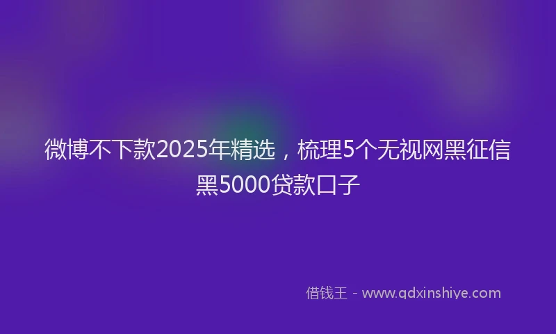 微博不下款2025年精选，梳理5个无视网黑征信黑5000贷款口子