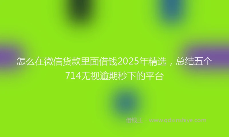 怎么在微信货款里面借钱2025年精选，总结五个714无视逾期秒下的平台