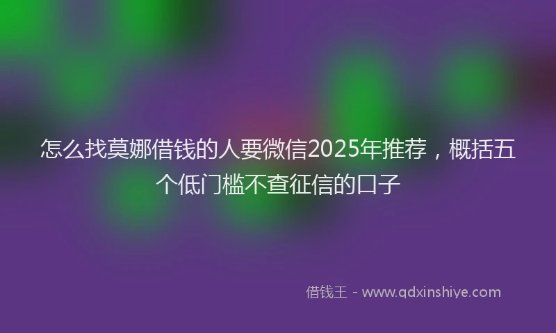 怎么找莫娜借钱的人要微信2025年推荐，概括五个低门槛不查征信的口子