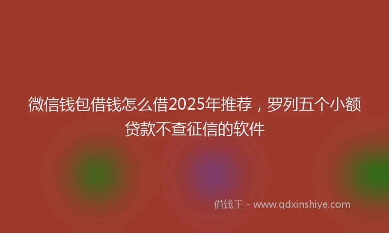 微信钱包借钱怎么借2025年推荐，罗列五个小额贷款不查征信的软件