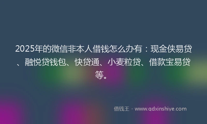 2025年的微信非本人借钱怎么办有：现金侠易贷、融悦贷钱包、快贷通、小麦粒贷、借款宝易贷等。