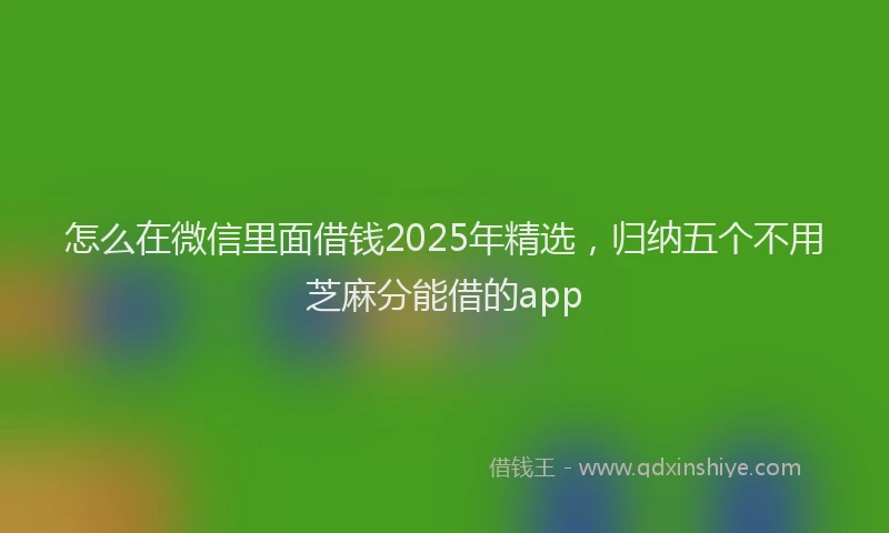 怎么在微信里面借钱2025年精选，归纳五个不用芝麻分能借的app