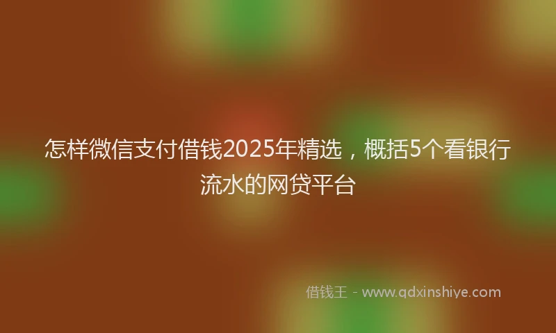 怎样微信支付借钱2025年精选，概括5个看银行流水的网贷平台
