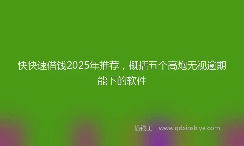 快快速借钱2025年推荐，概括五个高炮无视逾期能下的软件
