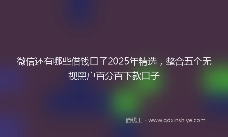 微信还有哪些借钱口子2025年精选，整合五个无视黑户百分百下款口子