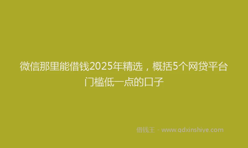 微信那里能借钱2025年精选，概括5个网贷平台门槛低一点的口子