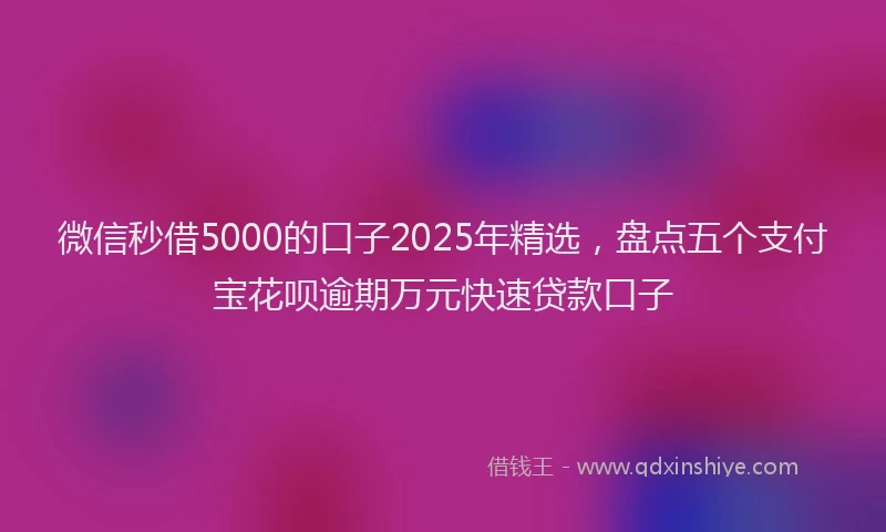微信秒借5000的口子2025年精选，盘点五个支付宝花呗逾期万元快速贷款口子