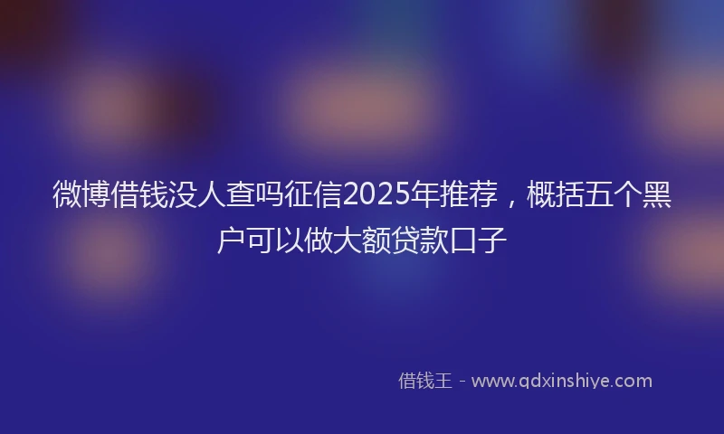 微博借钱没人查吗征信2025年推荐，概括五个黑户可以做大额贷款口子