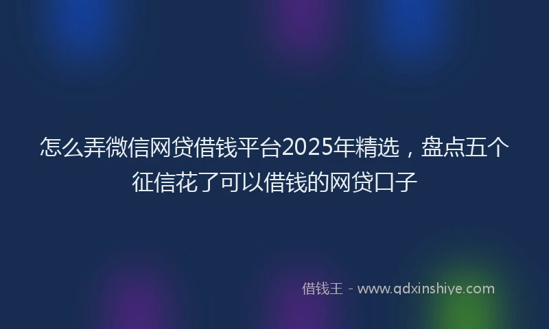 怎么弄微信网贷借钱平台2025年精选，盘点五个征信花了可以借钱的网贷口子