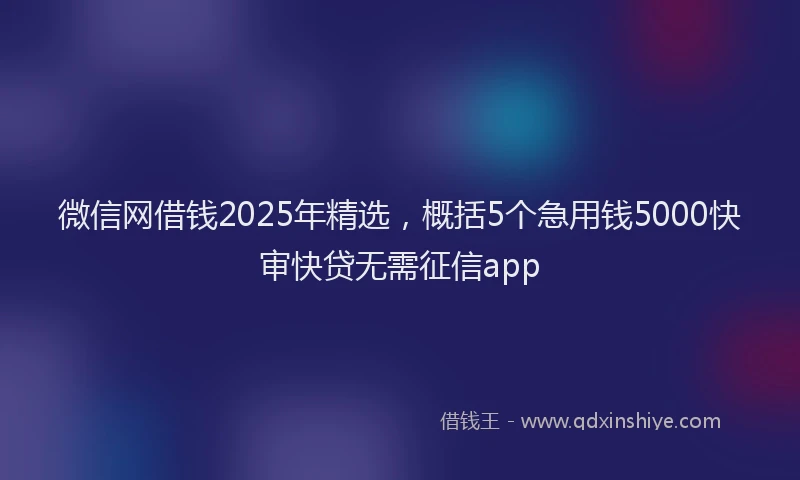 微信网借钱2025年精选，概括5个急用钱5000快审快贷无需征信app