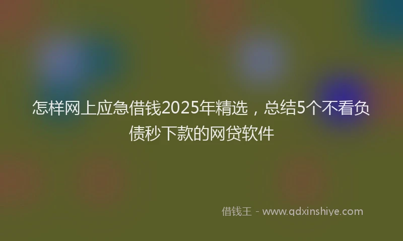 怎样网上应急借钱2025年精选，总结5个不看负债秒下款的网贷软件