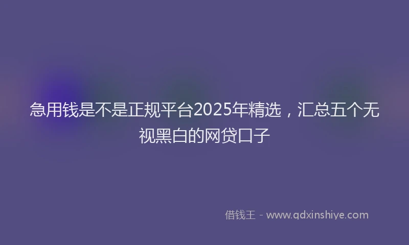 急用钱是不是正规平台2025年精选，汇总五个无视黑白的网贷口子
