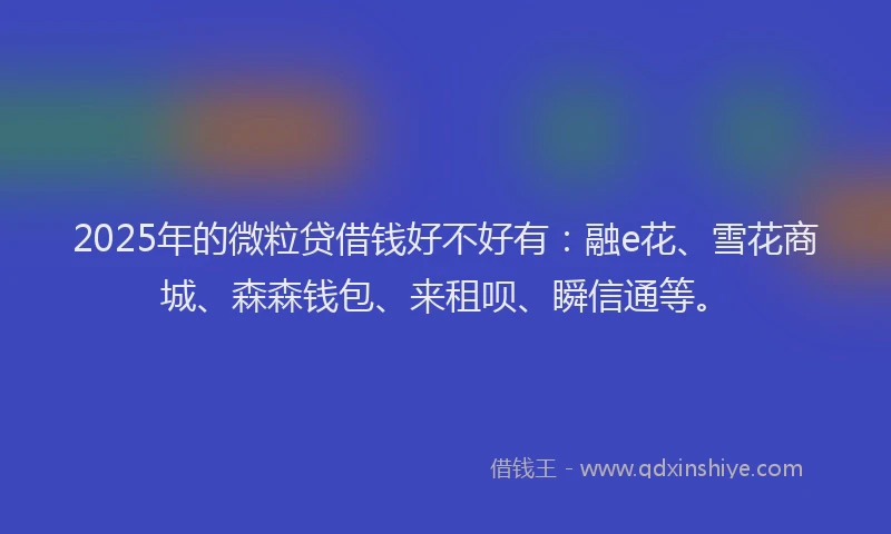 2025年的微粒贷借钱好不好有：融e花、雪花商城、森森钱包、来租呗、瞬信通等。