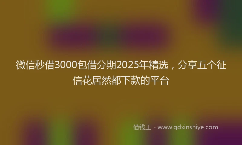 微信秒借3000包借分期2025年精选，分享五个征信花居然都下款的平台