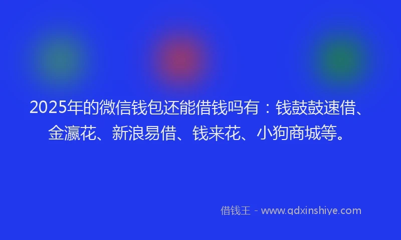 2025年的微信钱包还能借钱吗有：钱鼓鼓速借、金瀛花、新浪易借、钱来花、小狗商城等。
