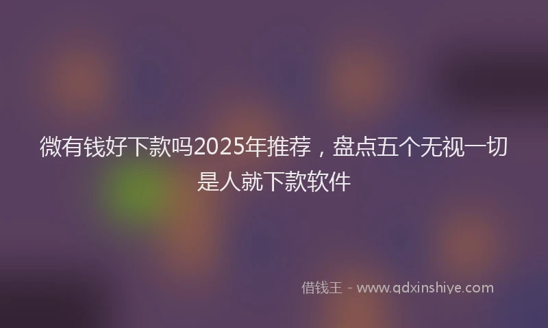微有钱好下款吗2025年推荐，盘点五个无视一切是人就下款软件