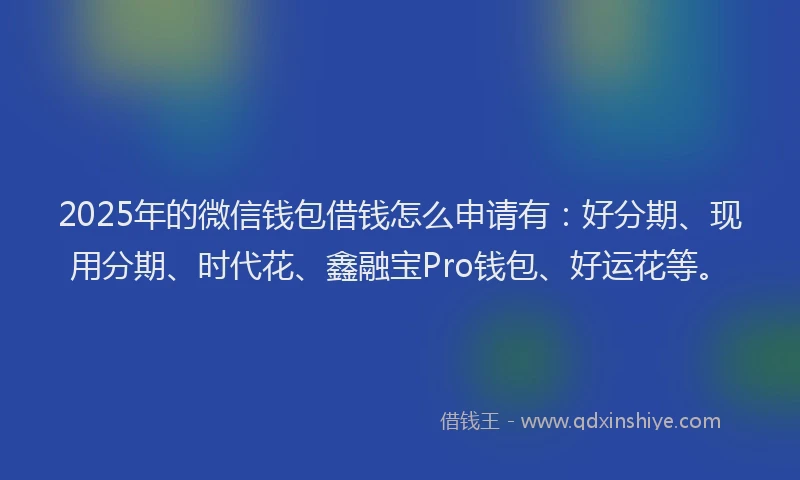 2025年的微信钱包借钱怎么申请有：好分期、现用分期、时代花、鑫融宝Pro钱包、好运花等。
