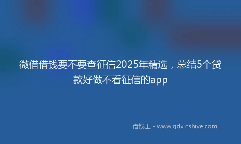 微借借钱要不要查征信2025年精选，总结5个贷款好做不看征信的app