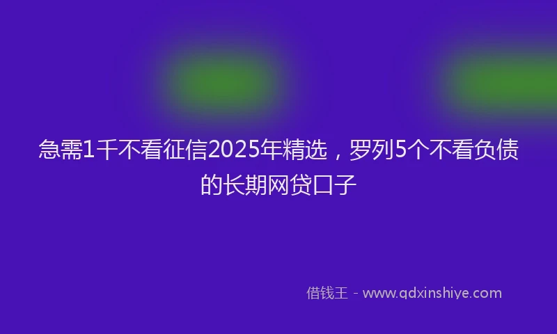 急需1千不看征信2025年精选，罗列5个不看负债的长期网贷口子